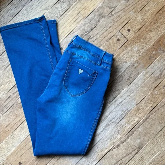 Guess Mid Rise Slim Boot Jeans Women’s 32 Blue Denim - Picture 5 of 7